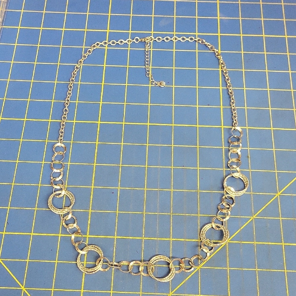 C 1946 Bogoff Vintage Silver Tone Round Circle Chain 30" + 3.5" Ext Necklace